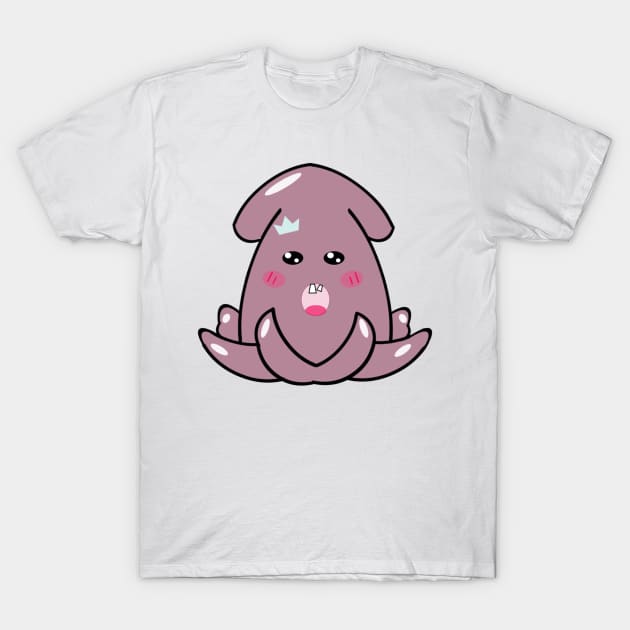 kawaii purple baby squid T-Shirt by Alegra Stoic